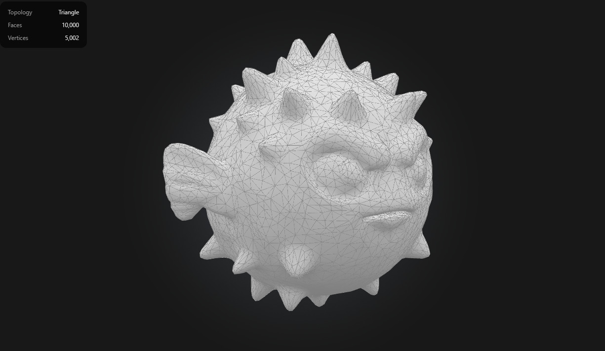 Lava Pufferfish Stylized Spiky Sea Creature Low-poly 3D model_6