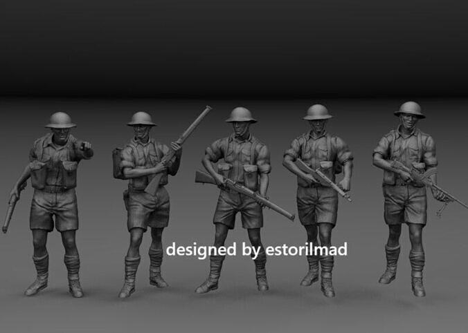 WW2 BRITISH SOLDIERS AFRICA 8 ARMY EL ALAMEIN 3D print model