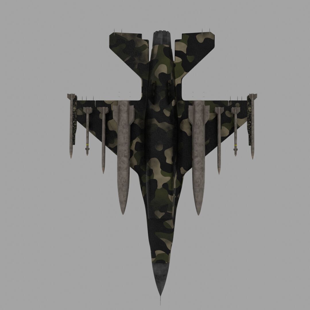 F-16 Jet Low-poly 3D model_4