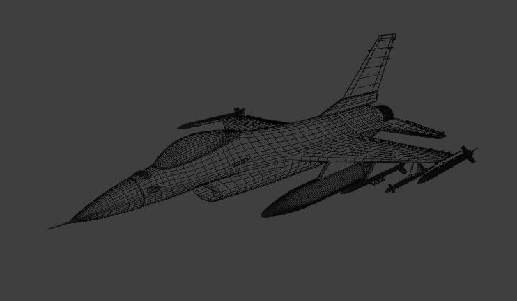 F-16 Jet Low-poly 3D model_5