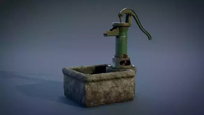 Stone Water Pump Trough Low-poly 3D model