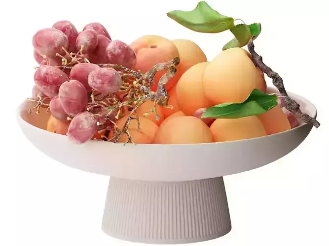 bowl of apricots and brown grapes fruit