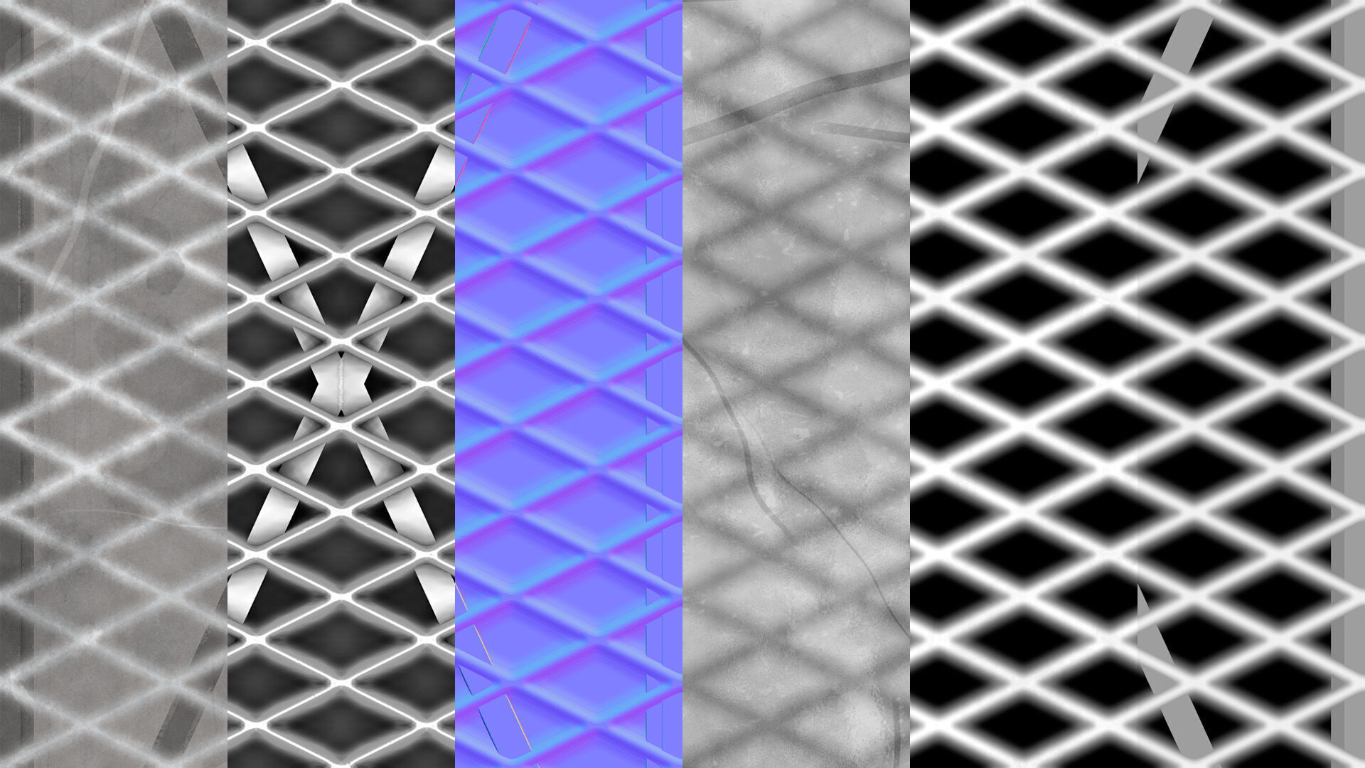 Diamond Pattern Metal Grate Seamless PBR Material Texture_3