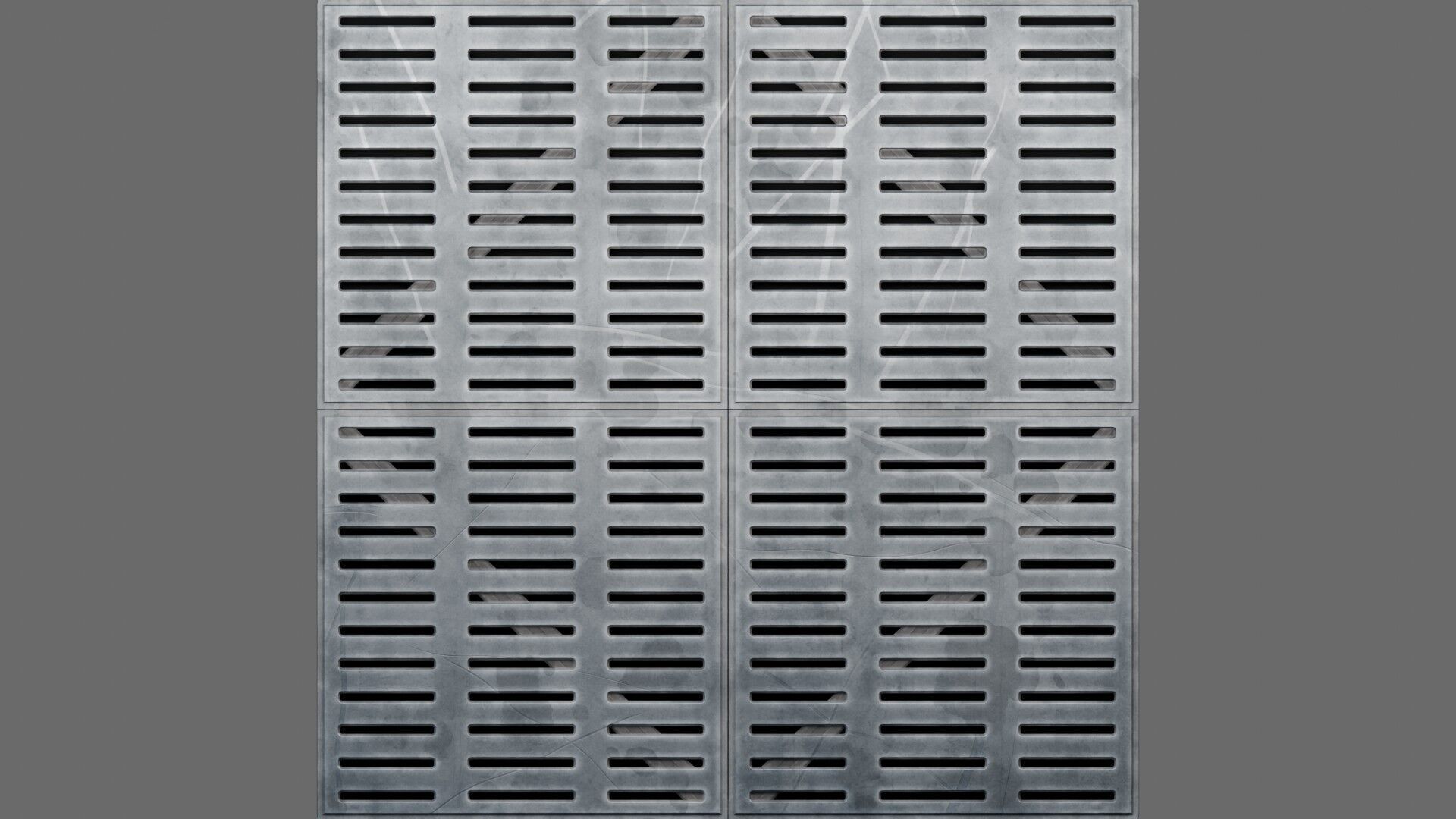 Square Tile Metal Grate Seamless PBR Material Texture_4