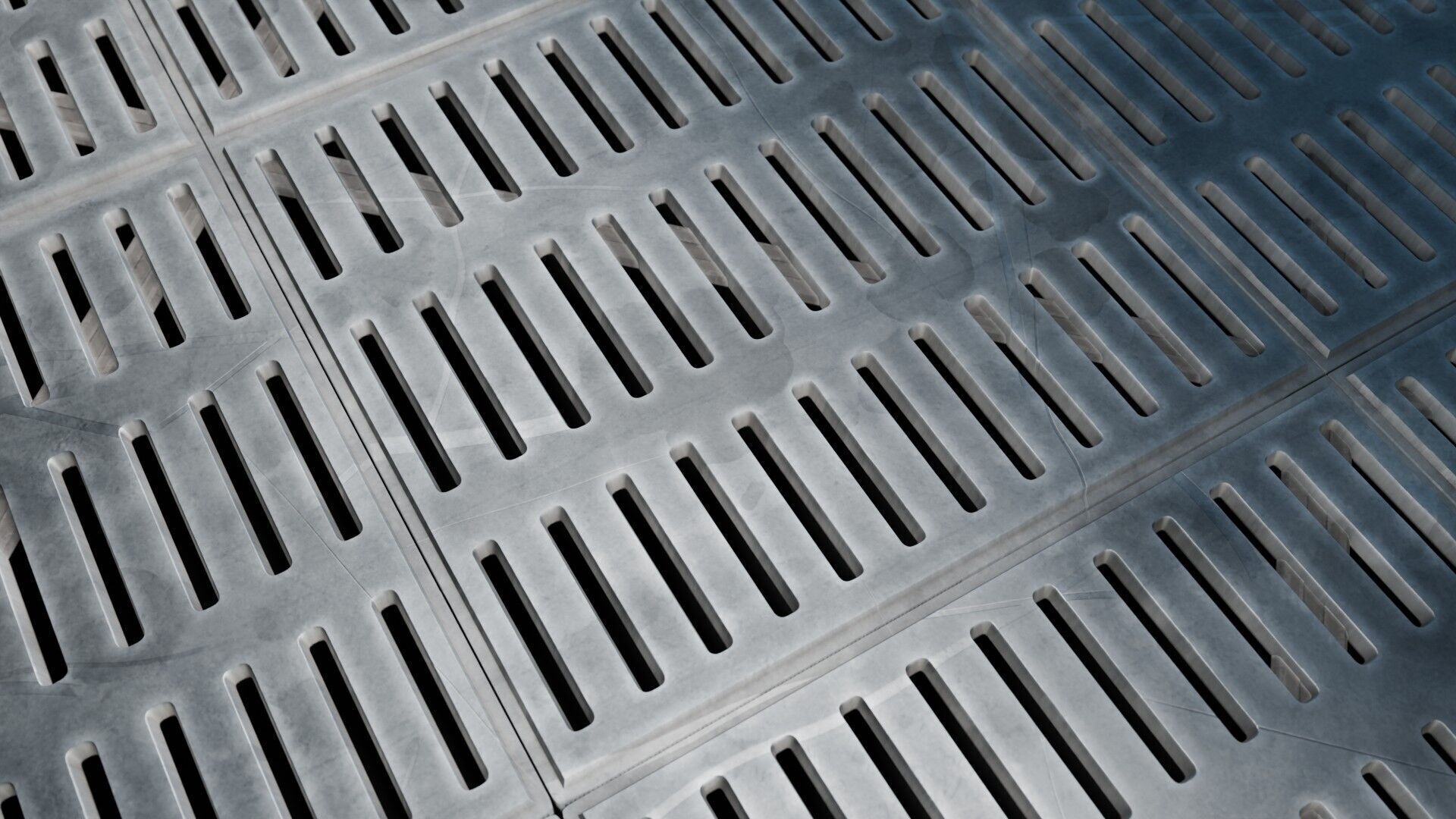 Square Tile Metal Grate Seamless PBR Material Texture_2