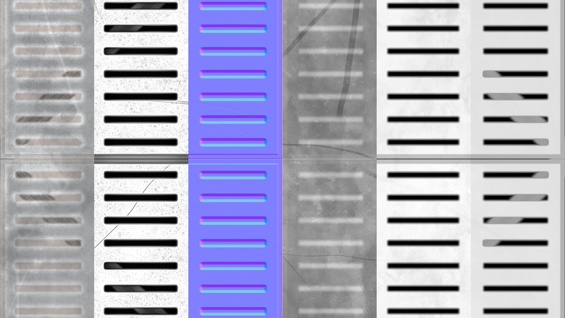 Square Tile Metal Grate Seamless PBR Material Texture_3