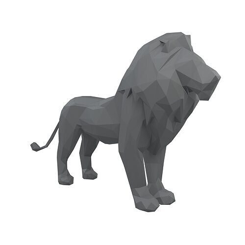 Low Poly Lion Statue v1 001 Low-poly 3D model