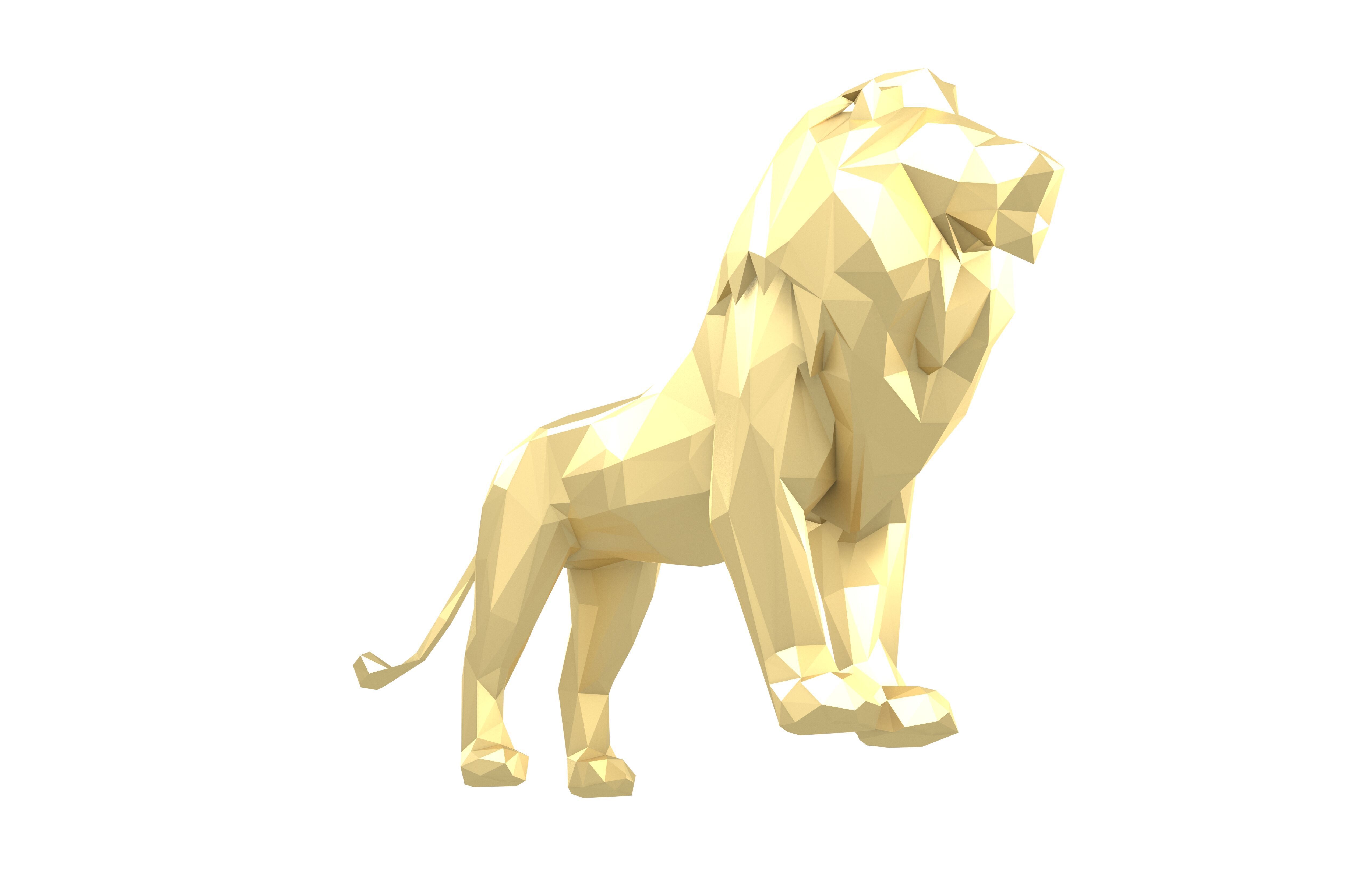 Low Poly Lion Statue v1 002 Low-poly 3D model_3