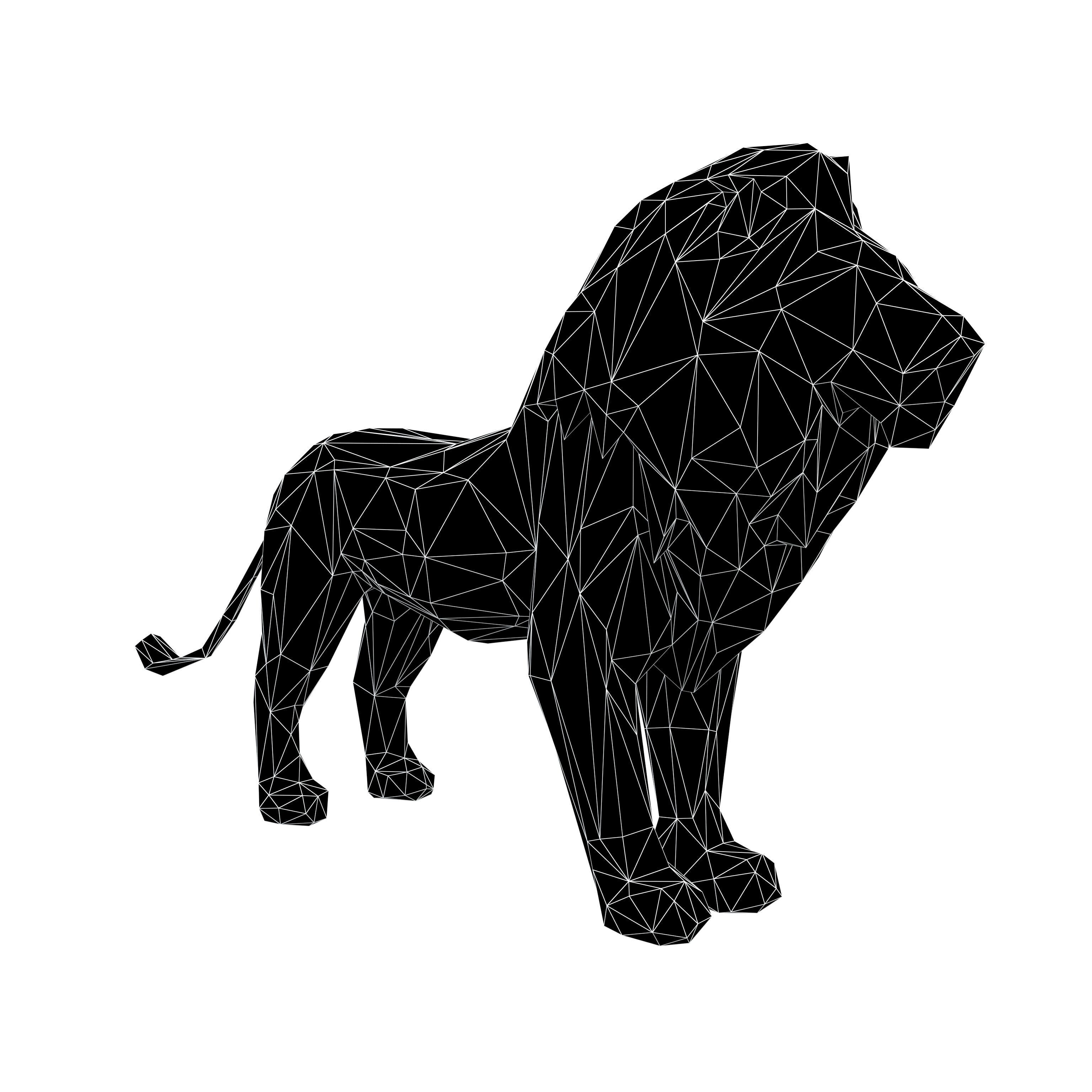 Low Poly Lion Statue v1 002 Low-poly 3D model_4