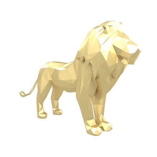 Low Poly Lion Statue v1 002 Low-poly 3D model