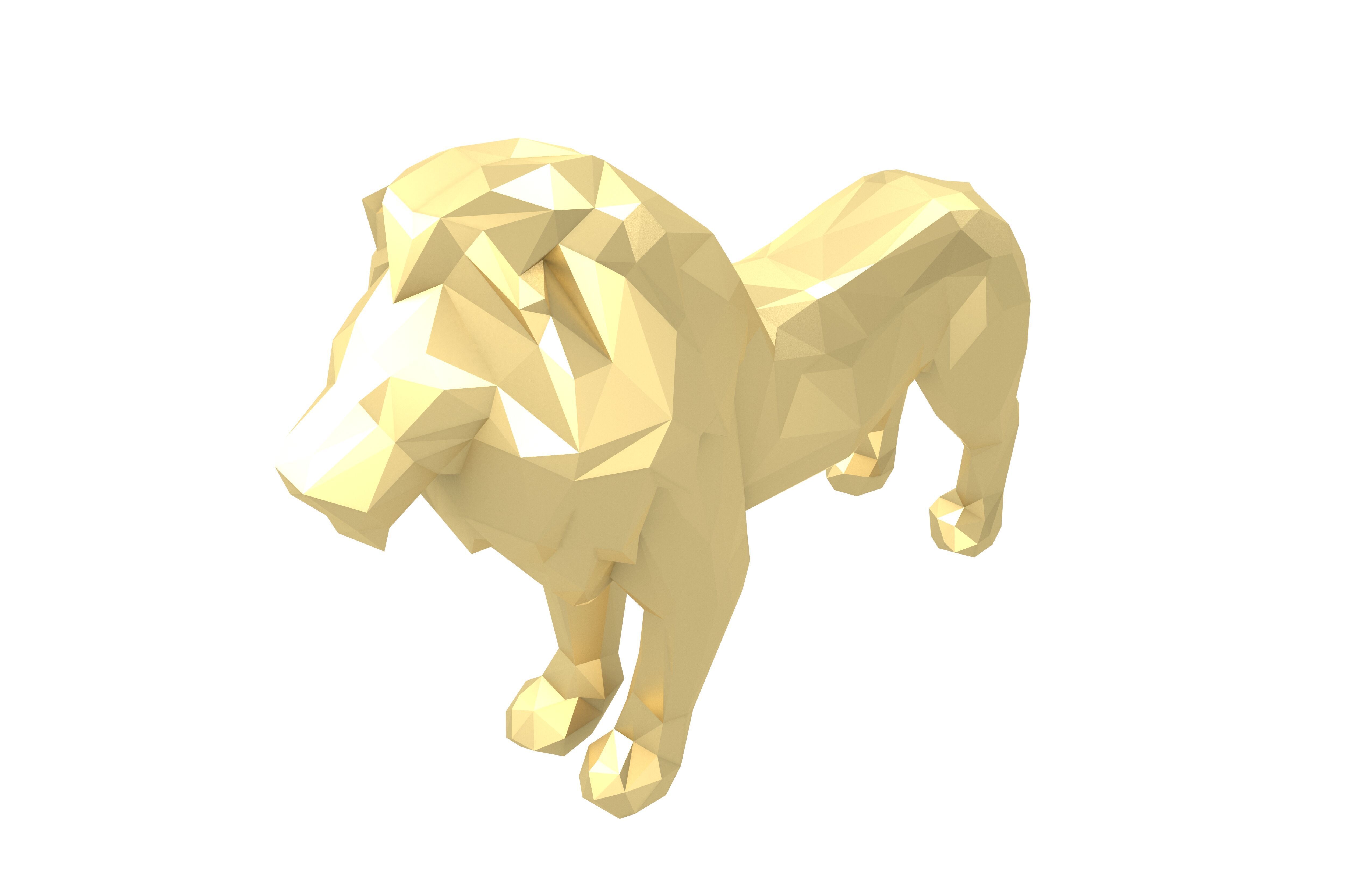 Low Poly Lion Statue v1 002 Low-poly 3D model_2