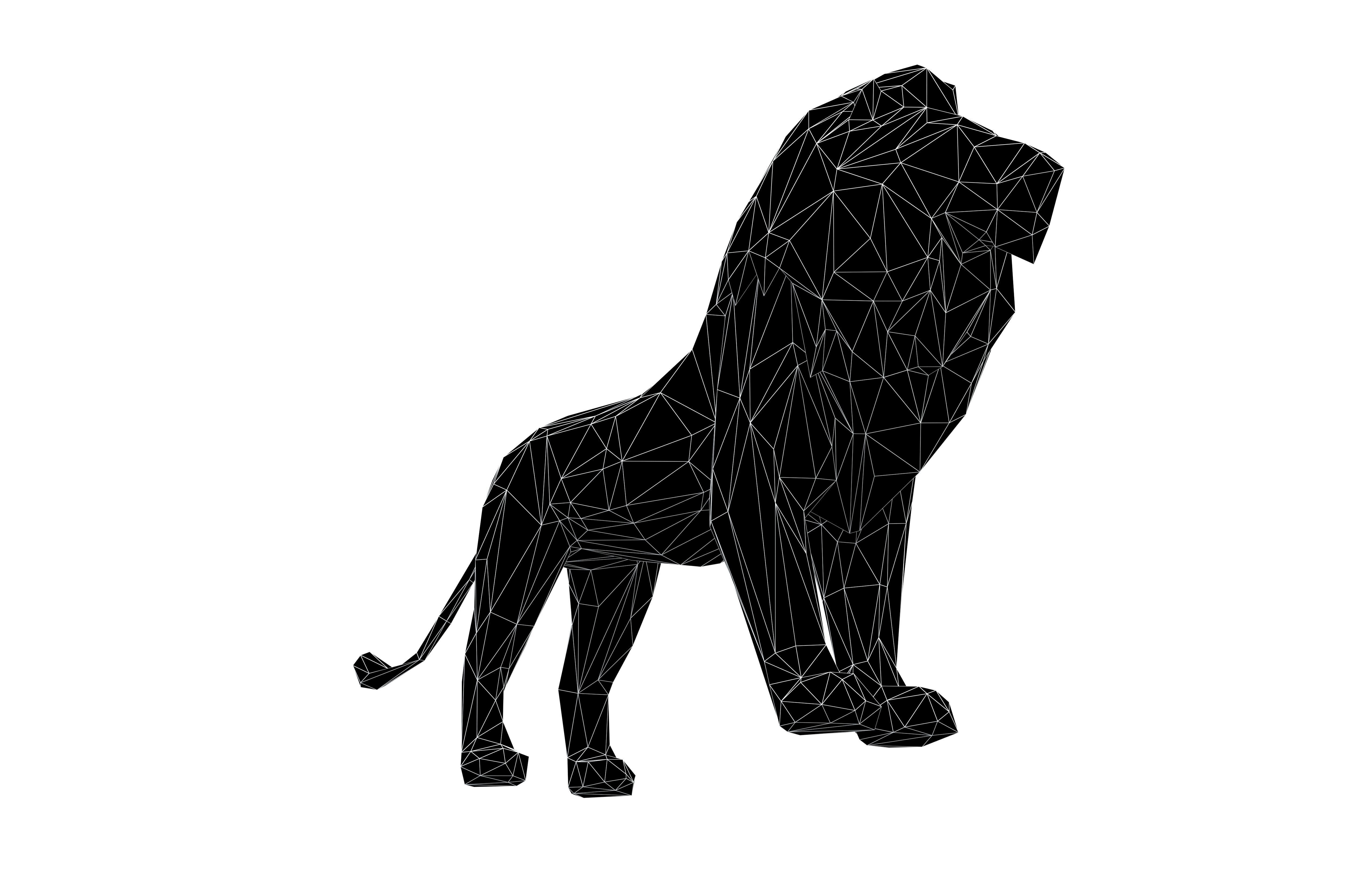 Low Poly Lion Statue v1 002 Low-poly 3D model_7