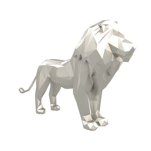 Low Poly Lion Statue v1 003 Low-poly 3D model