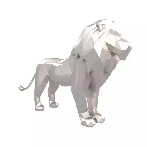 Low Poly Lion Statue v1 003 Low-poly 3D model