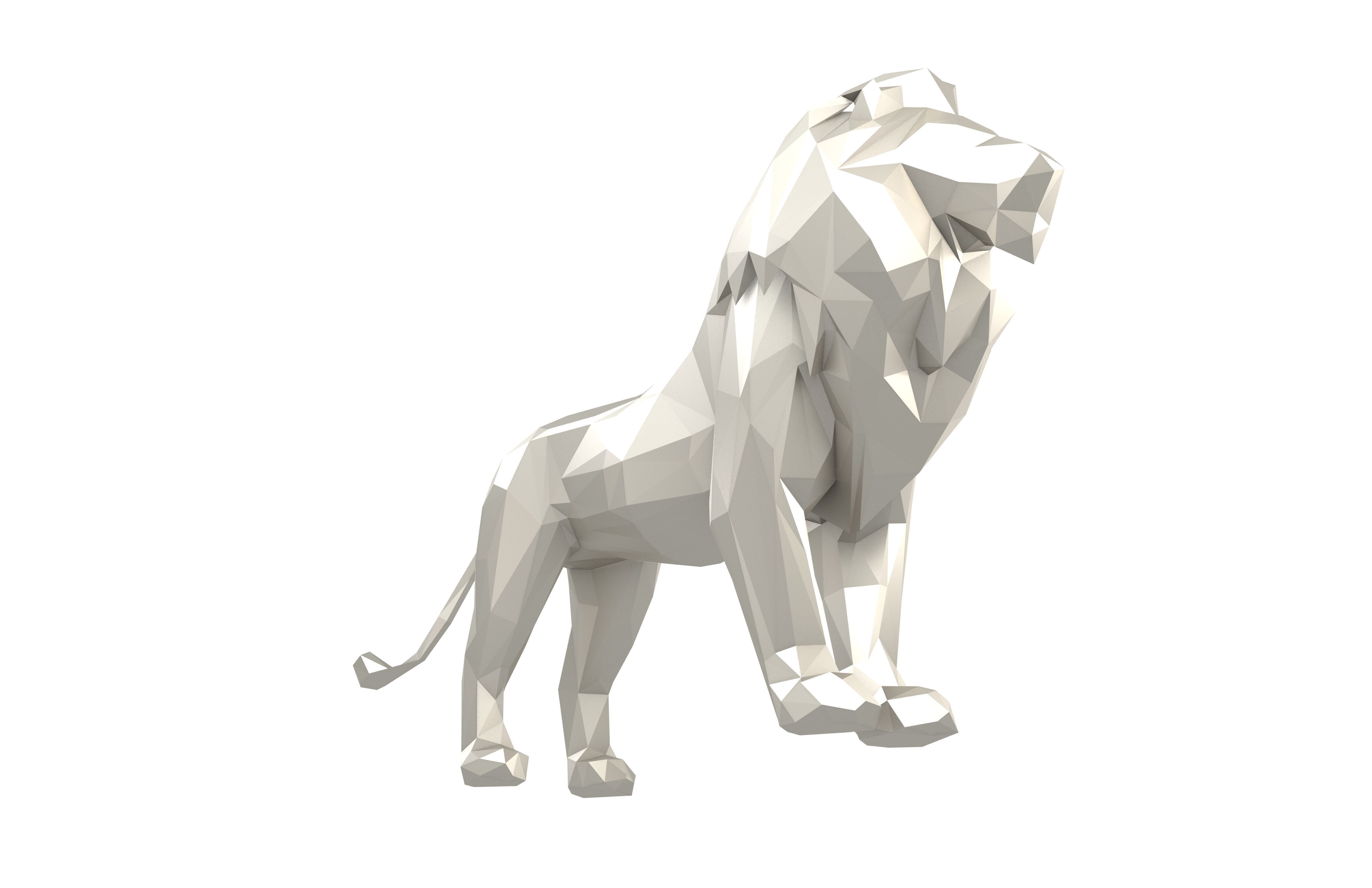 Low Poly Lion Statue v1 003 Low-poly 3D model_3