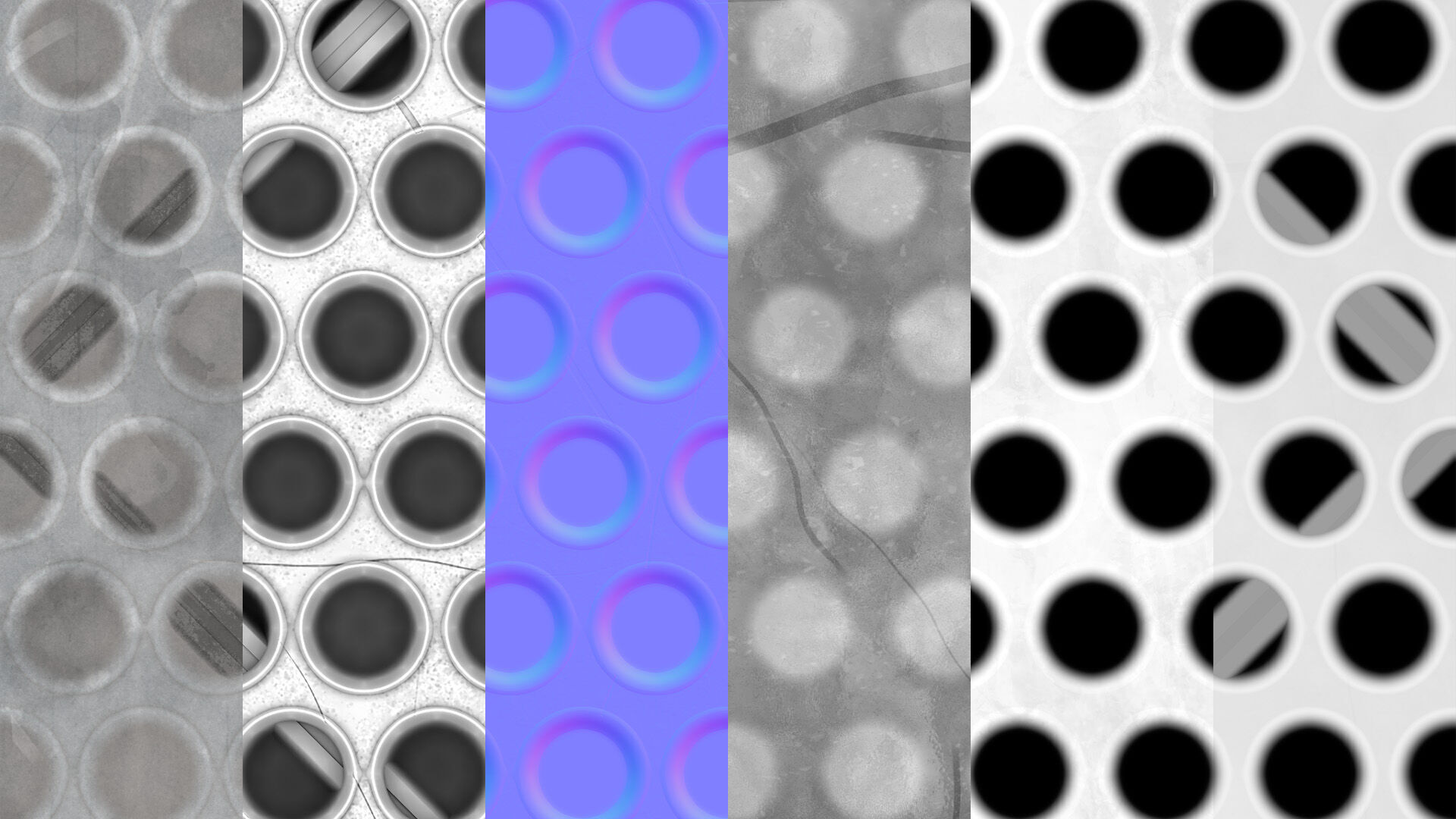 Circular Metal Grate Seamless PBR Material Texture_3