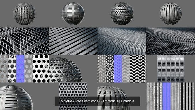 Metallic Grate Seamless PBR Materials Texture