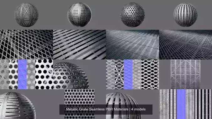 Metallic Grate Seamless PBR Materials Texture Metallic Grate Seamless PBR Materials Texture