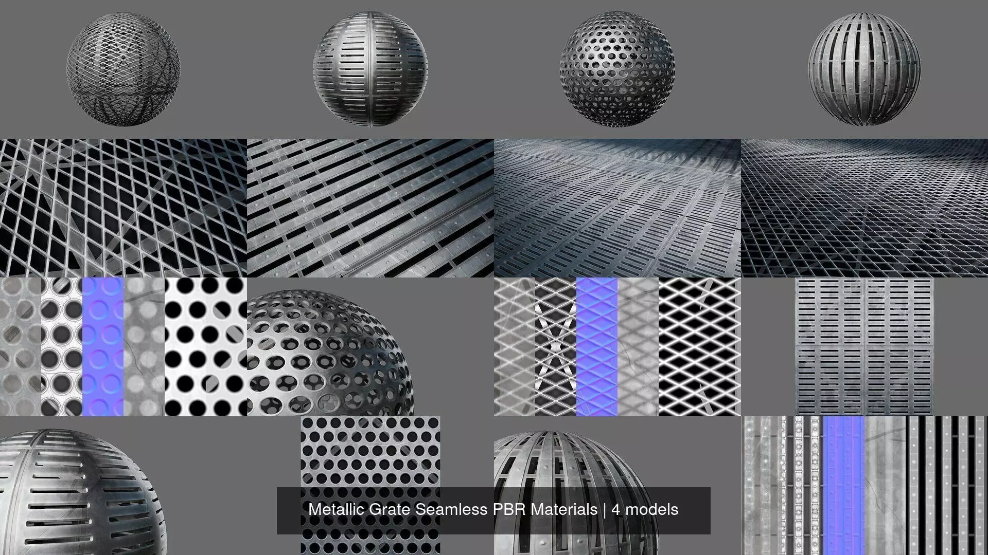 Metallic Grate Seamless PBR Materials Texture_0