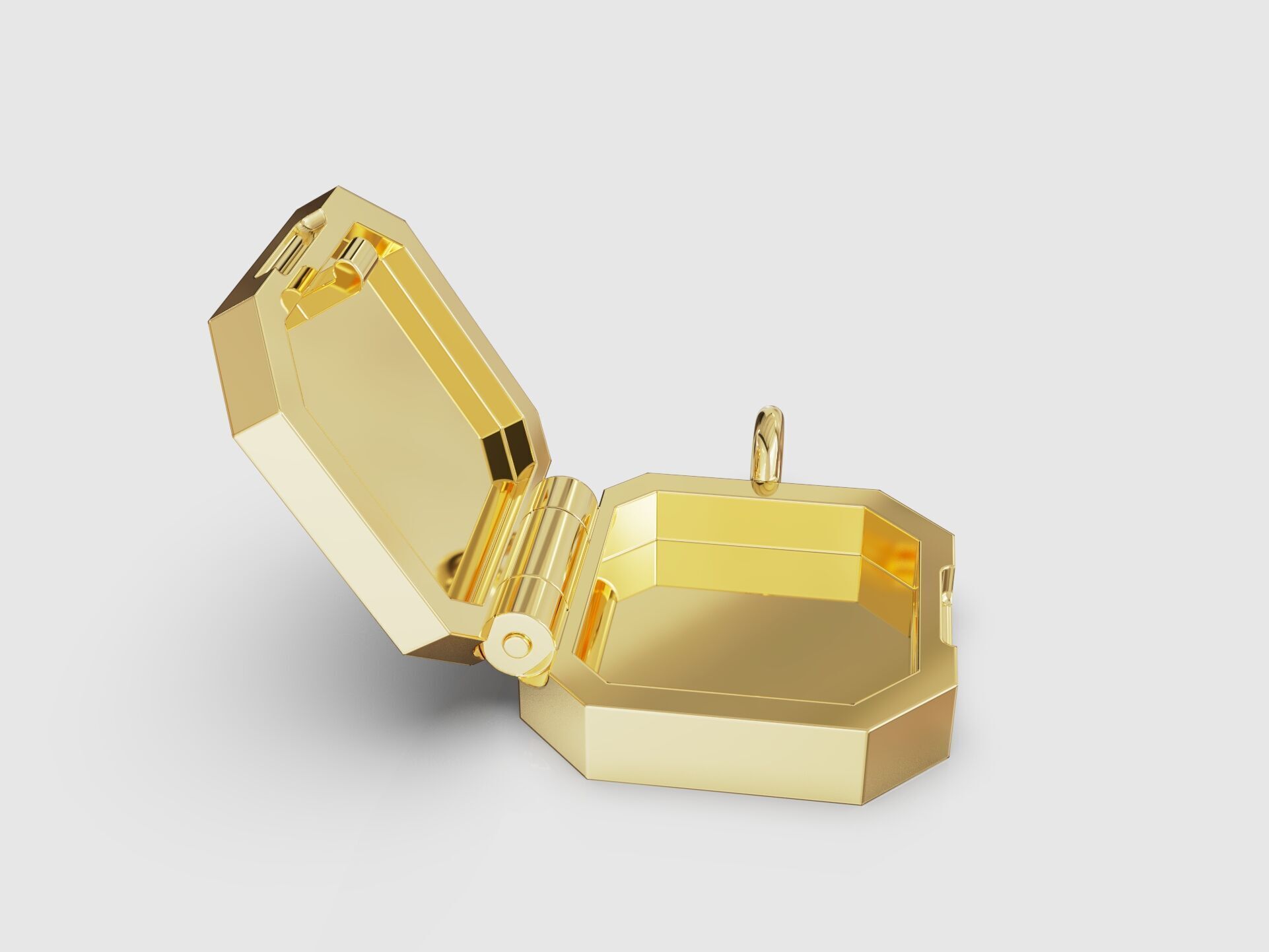 Cute octagonal locket pendant  3D print model_7