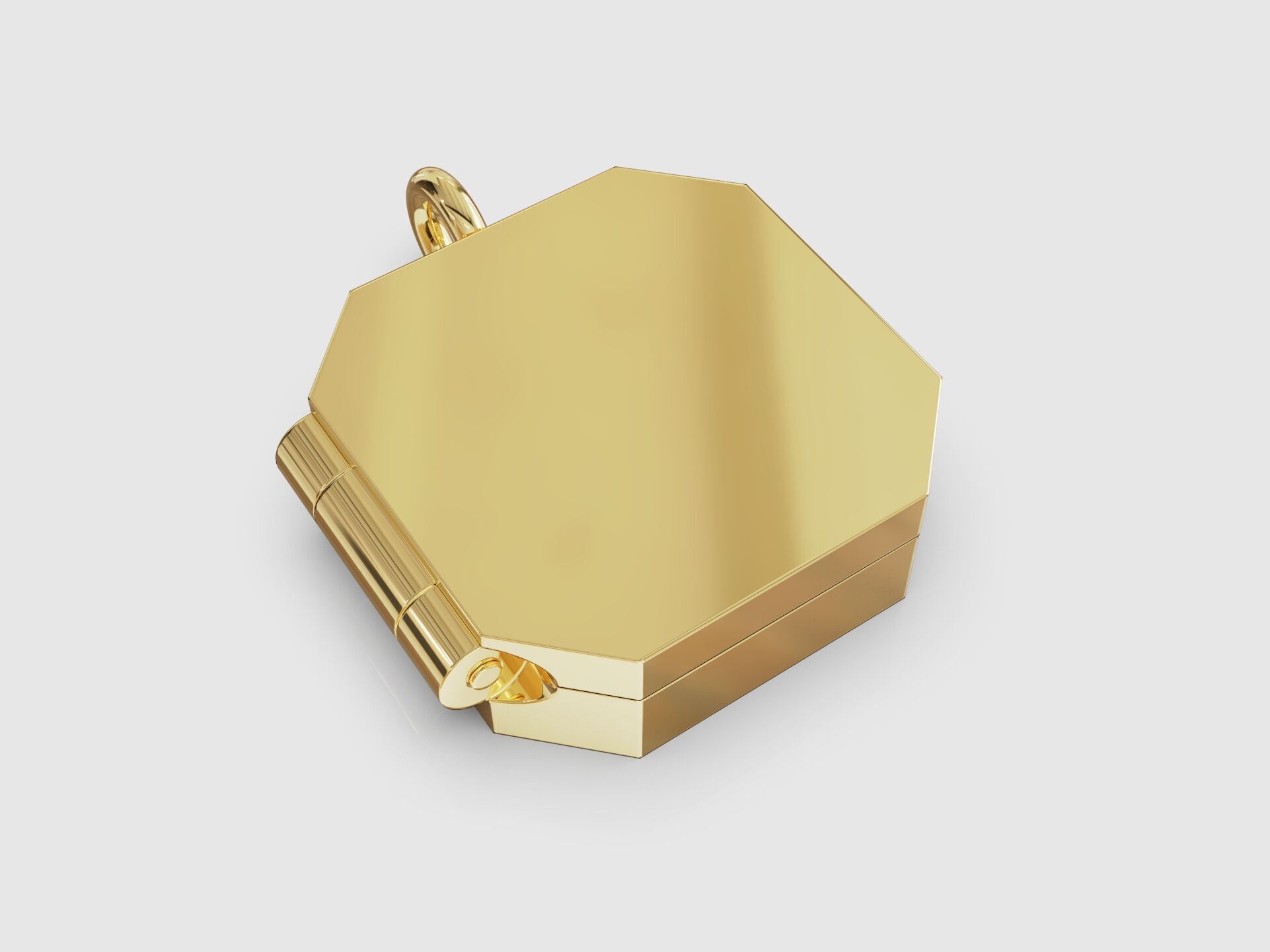 Cute octagonal locket pendant  3D print model_3