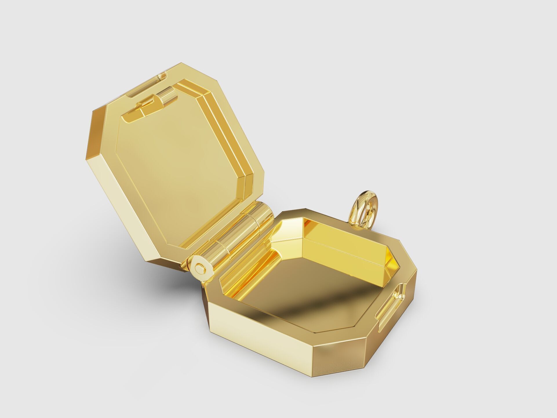 Cute octagonal locket pendant  3D print model_6