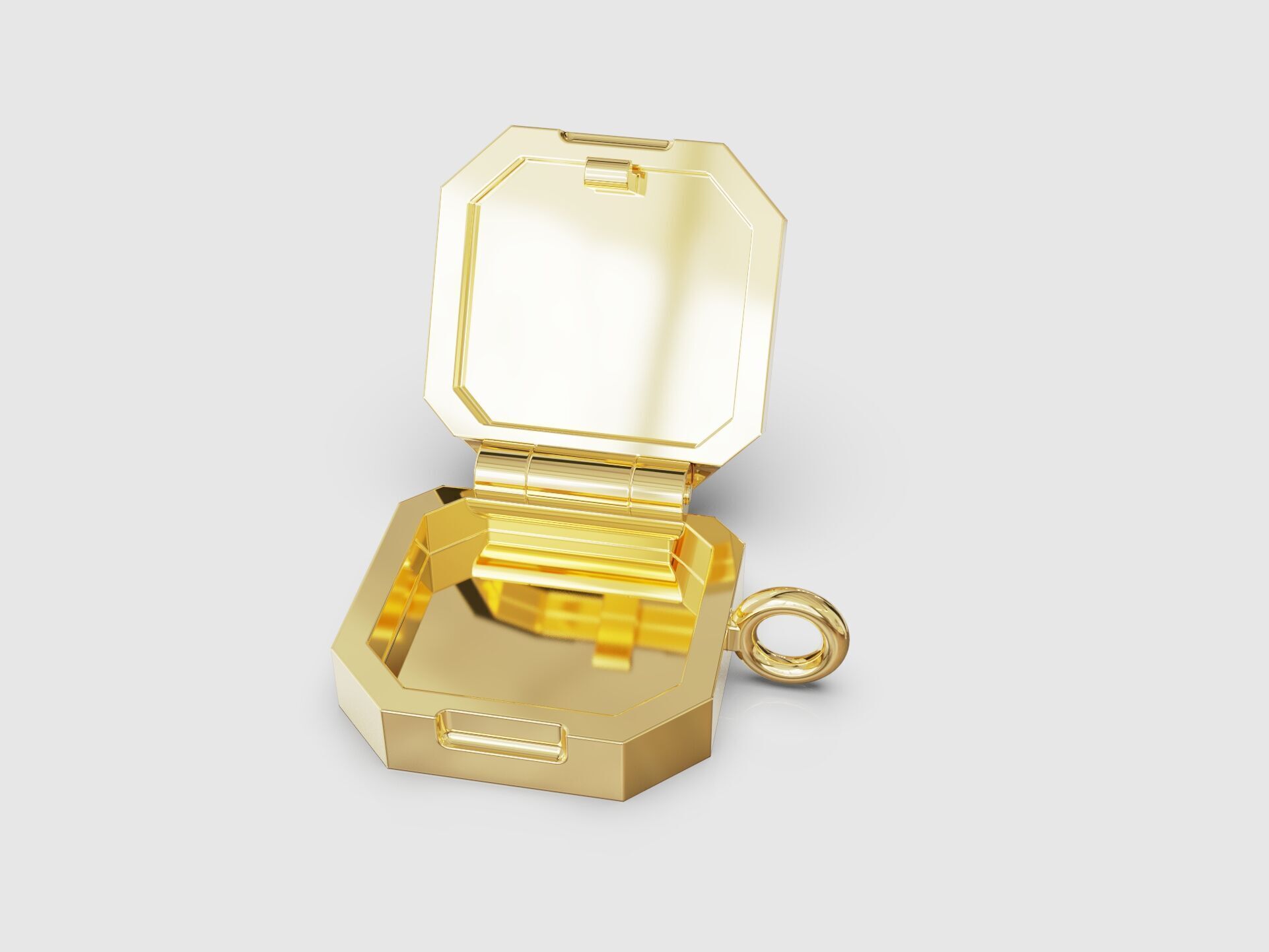 Cute octagonal locket pendant  3D print model_9