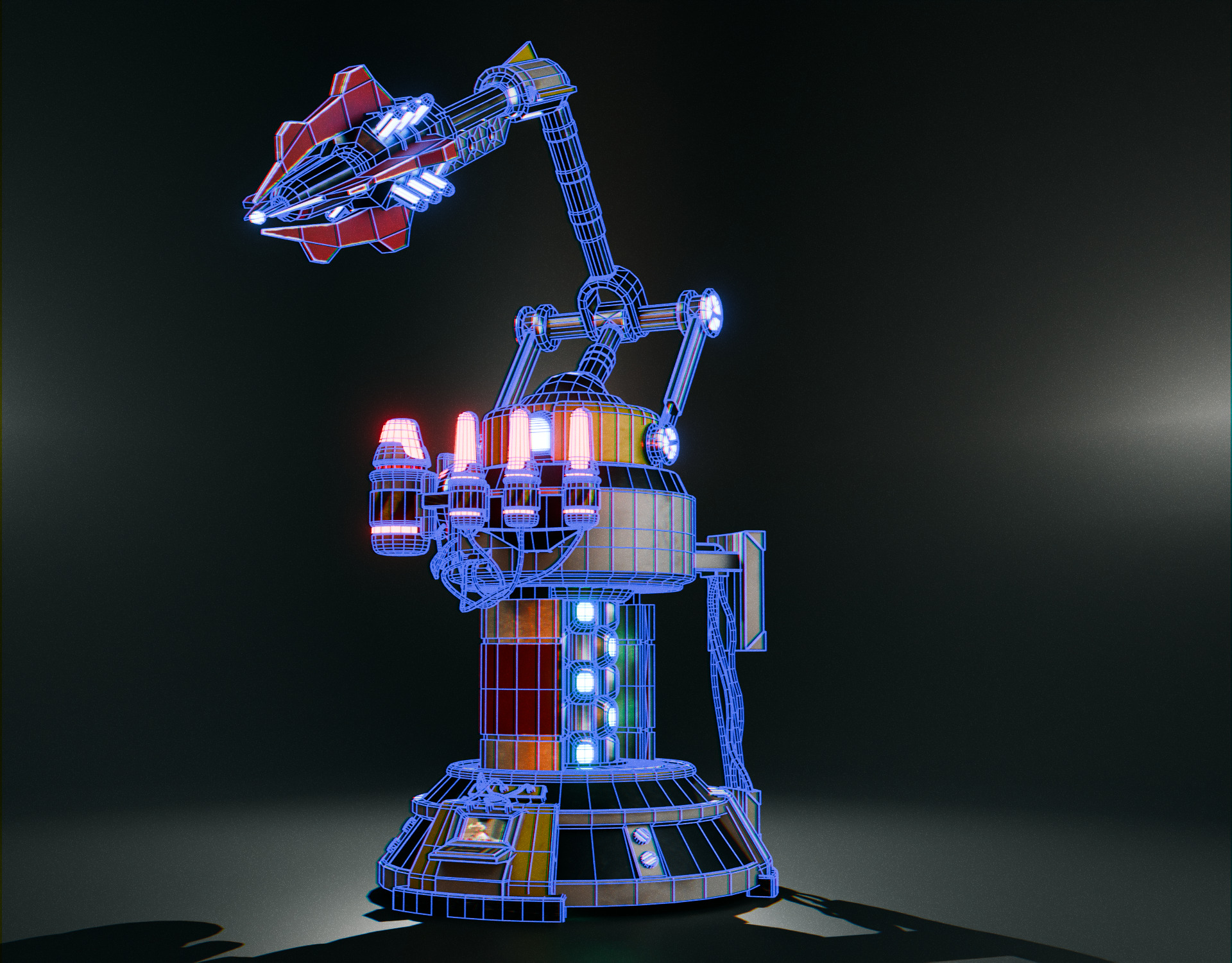 Stationary Teleport Gun - Retro-Sci-Fi Low-poly 3D model_18