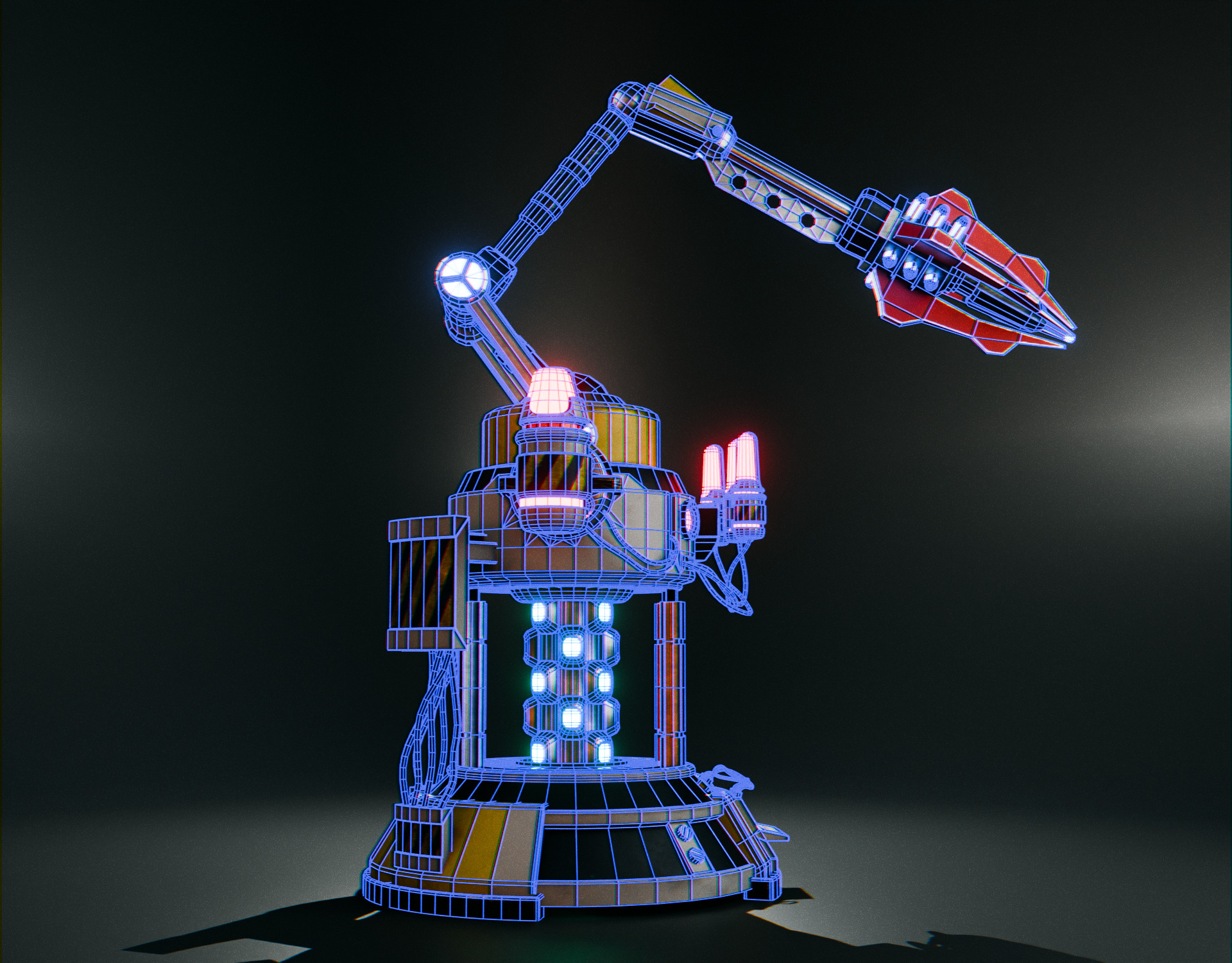 Stationary Teleport Gun - Retro-Sci-Fi Low-poly 3D model_10