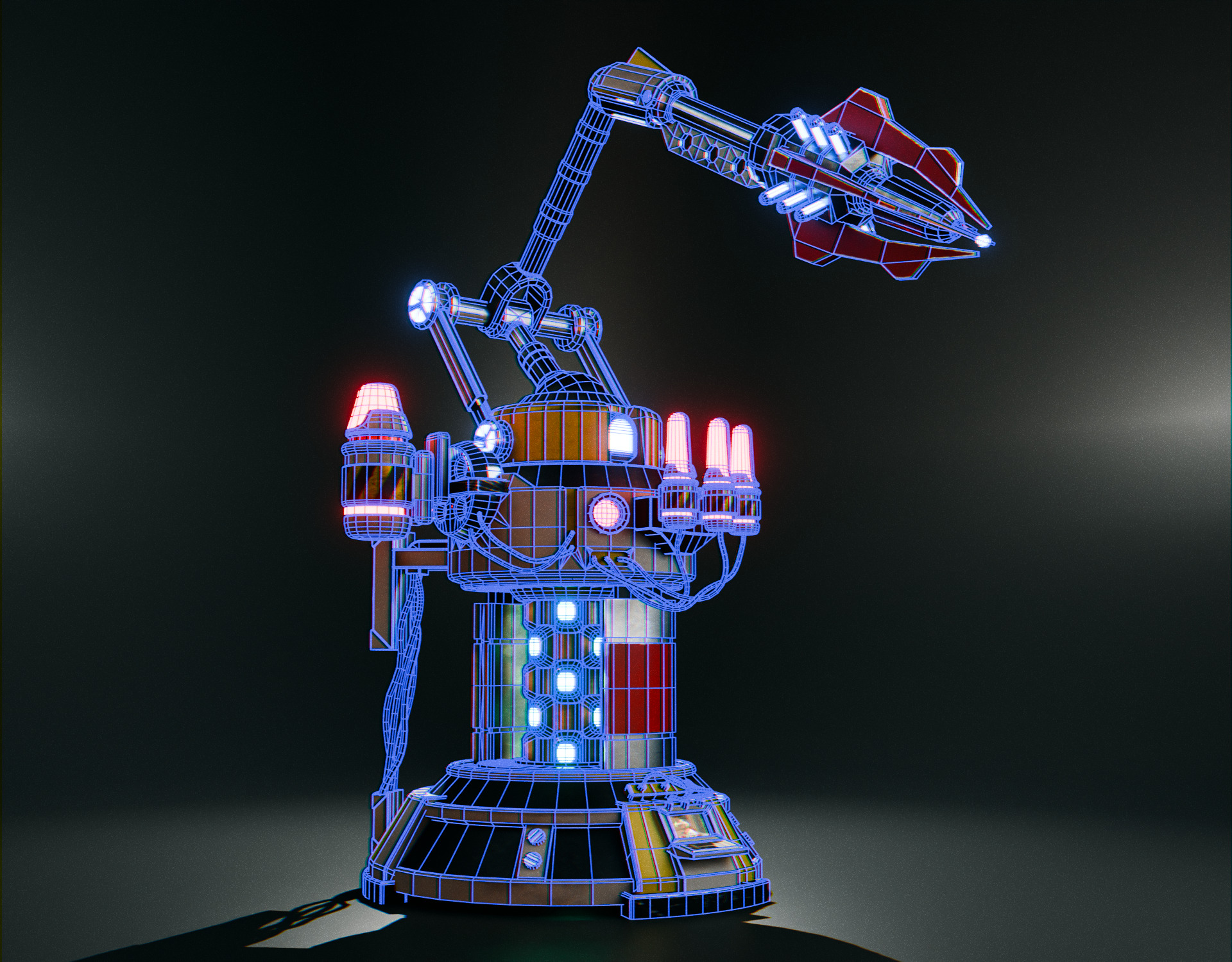 Stationary Teleport Gun - Retro-Sci-Fi Low-poly 3D model_20