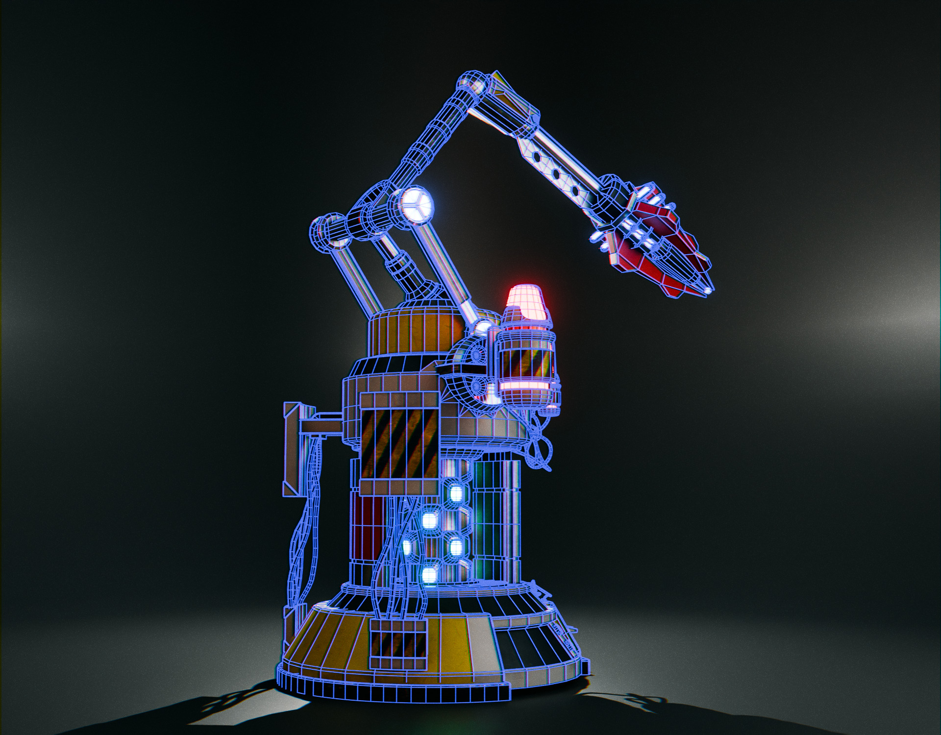 Stationary Teleport Gun - Retro-Sci-Fi Low-poly 3D model_11