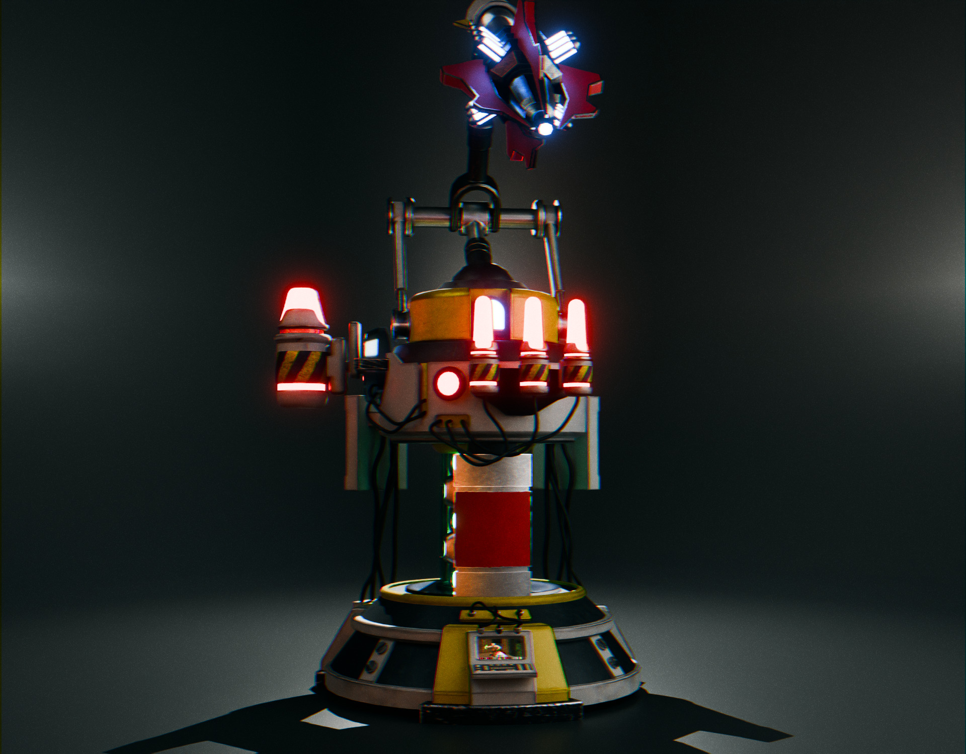 Stationary Teleport Gun - Retro-Sci-Fi Low-poly 3D model_35