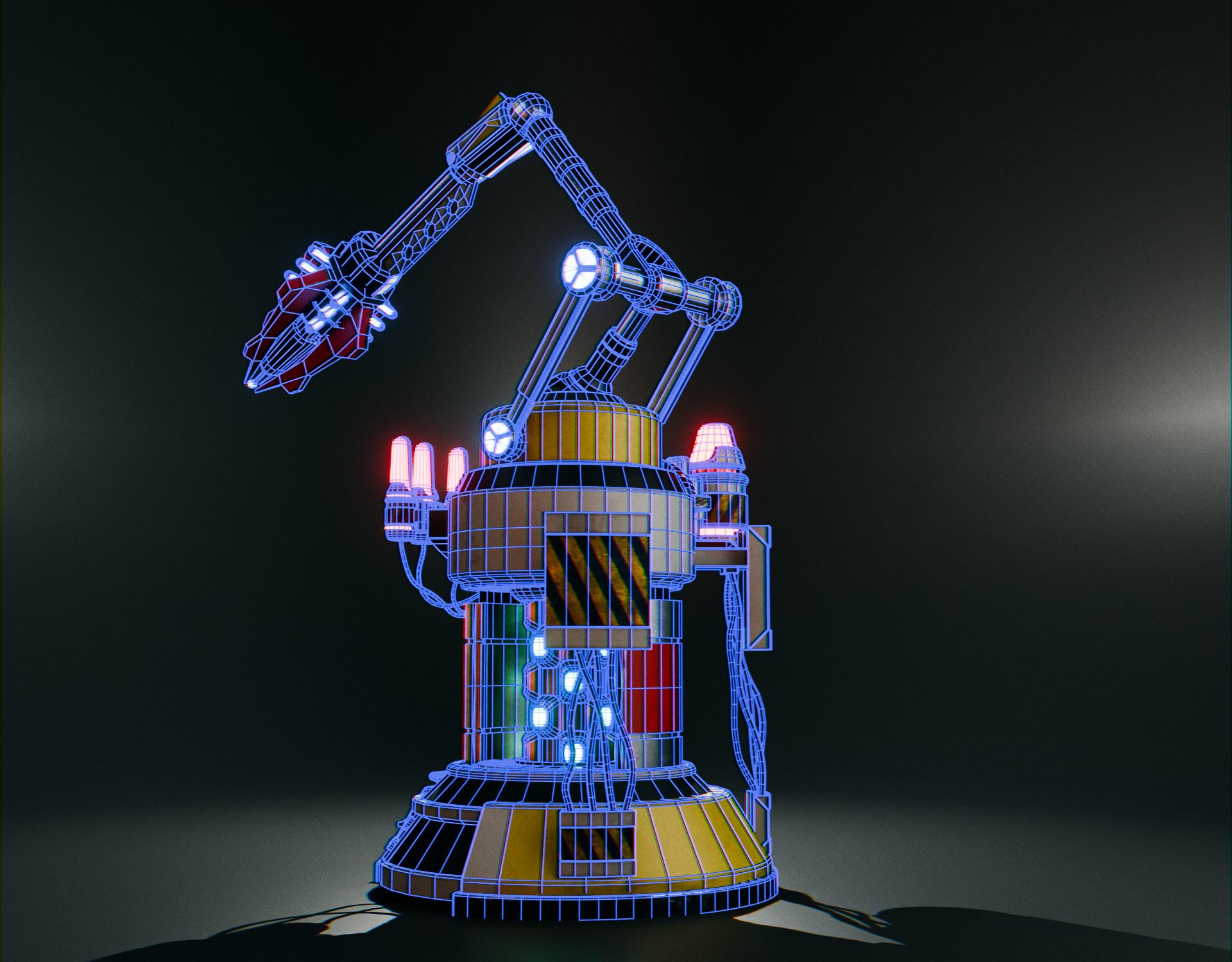 Stationary Teleport Gun - Retro-Sci-Fi Low-poly 3D model_15