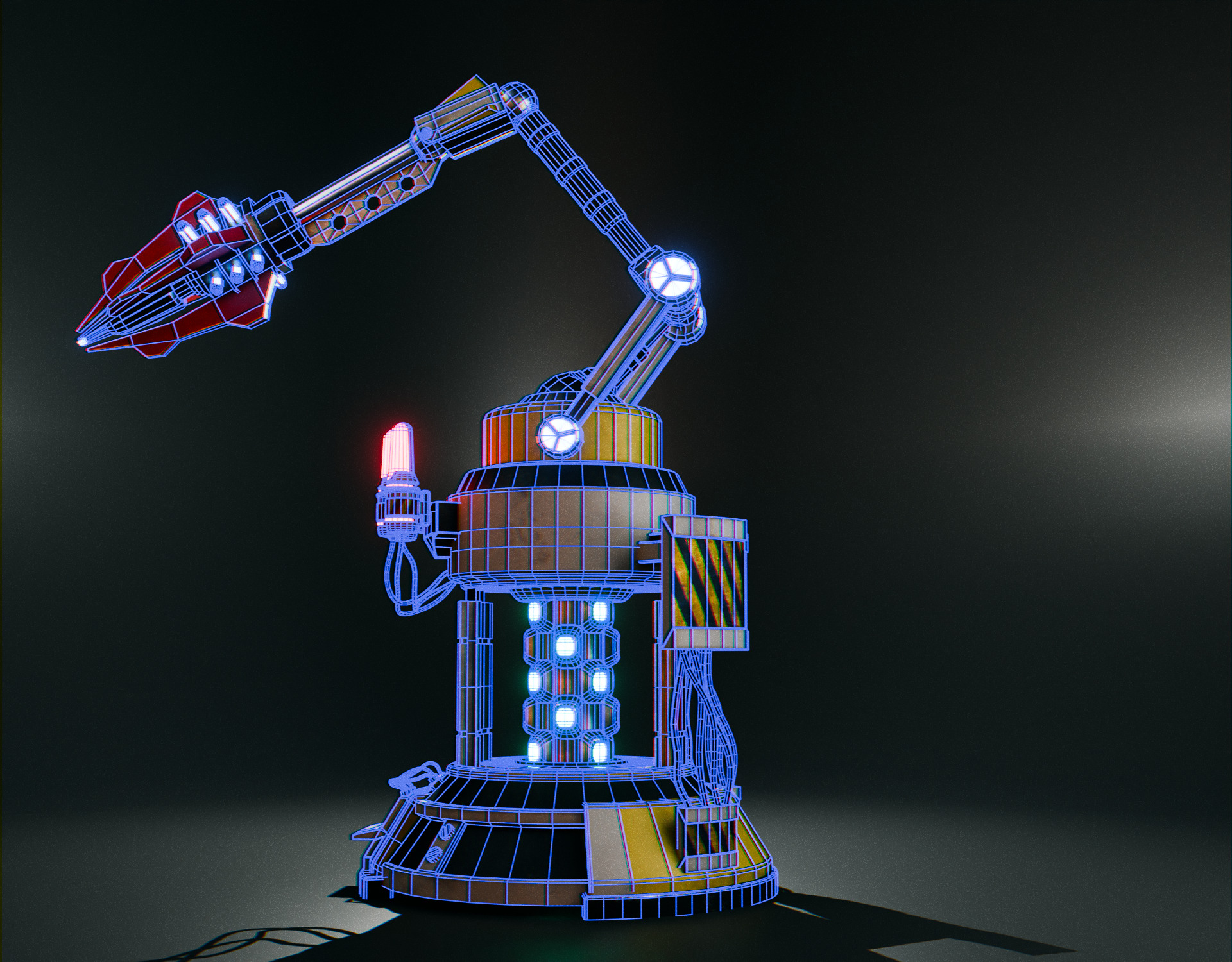 Stationary Teleport Gun - Retro-Sci-Fi Low-poly 3D model_16