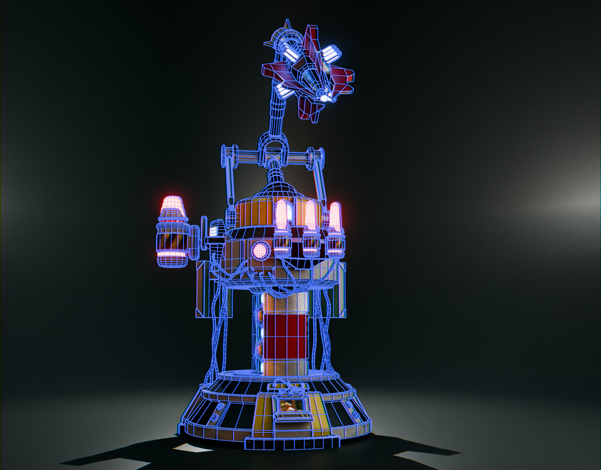 Stationary Teleport Gun - Retro-Sci-Fi Low-poly 3D model_19