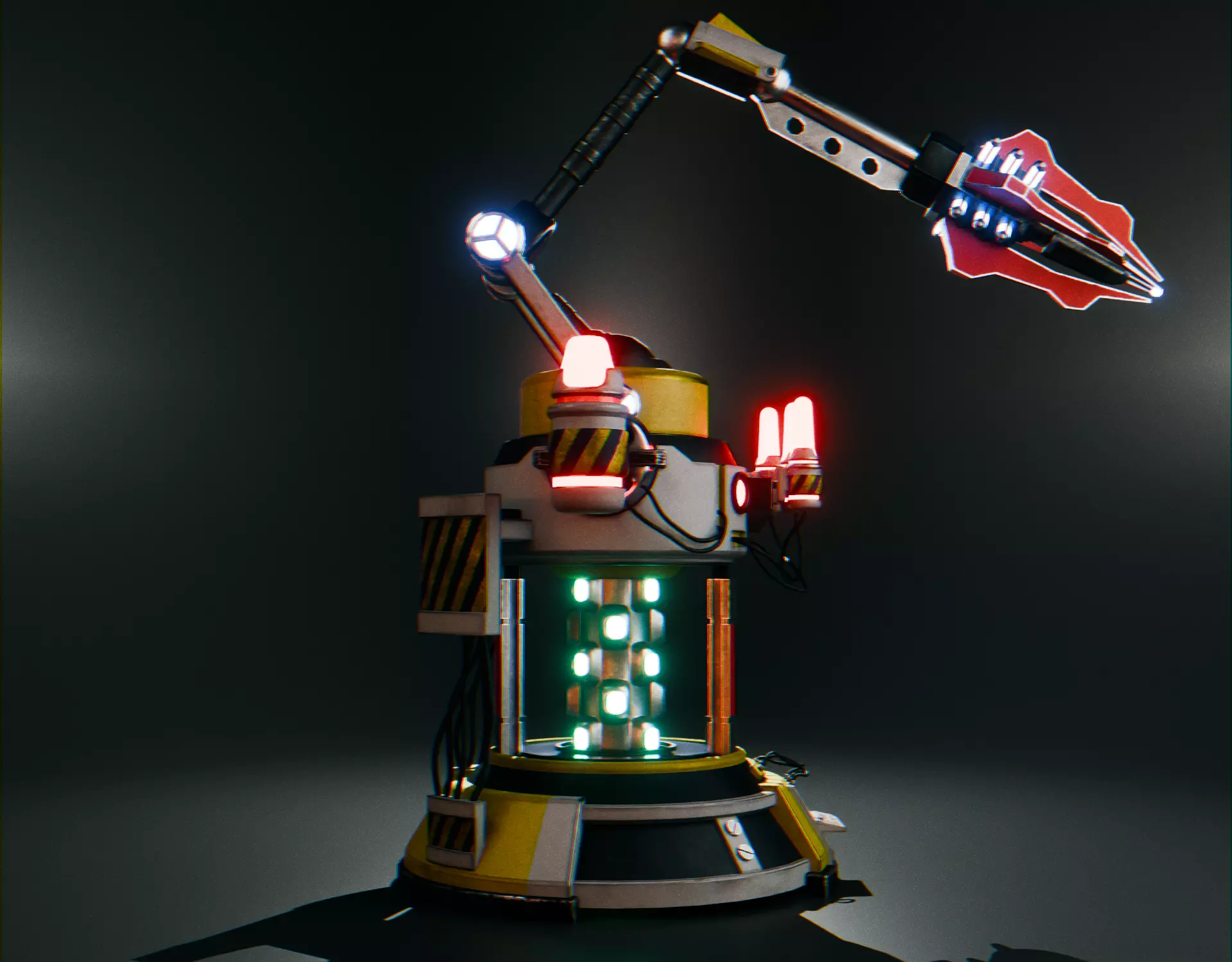 Stationary Teleport Gun - Retro-Sci-Fi Low-poly 3D model_0