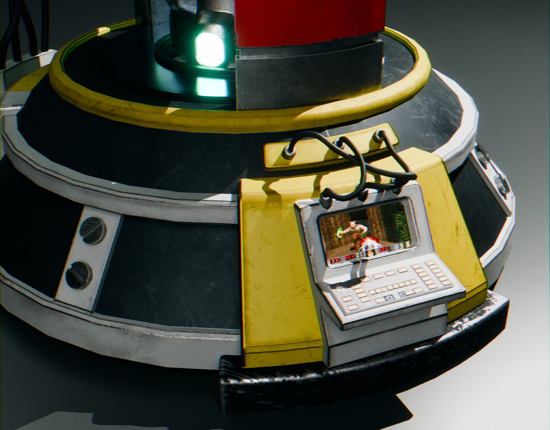 Stationary Teleport Gun - Retro-Sci-Fi Low-poly 3D model_9