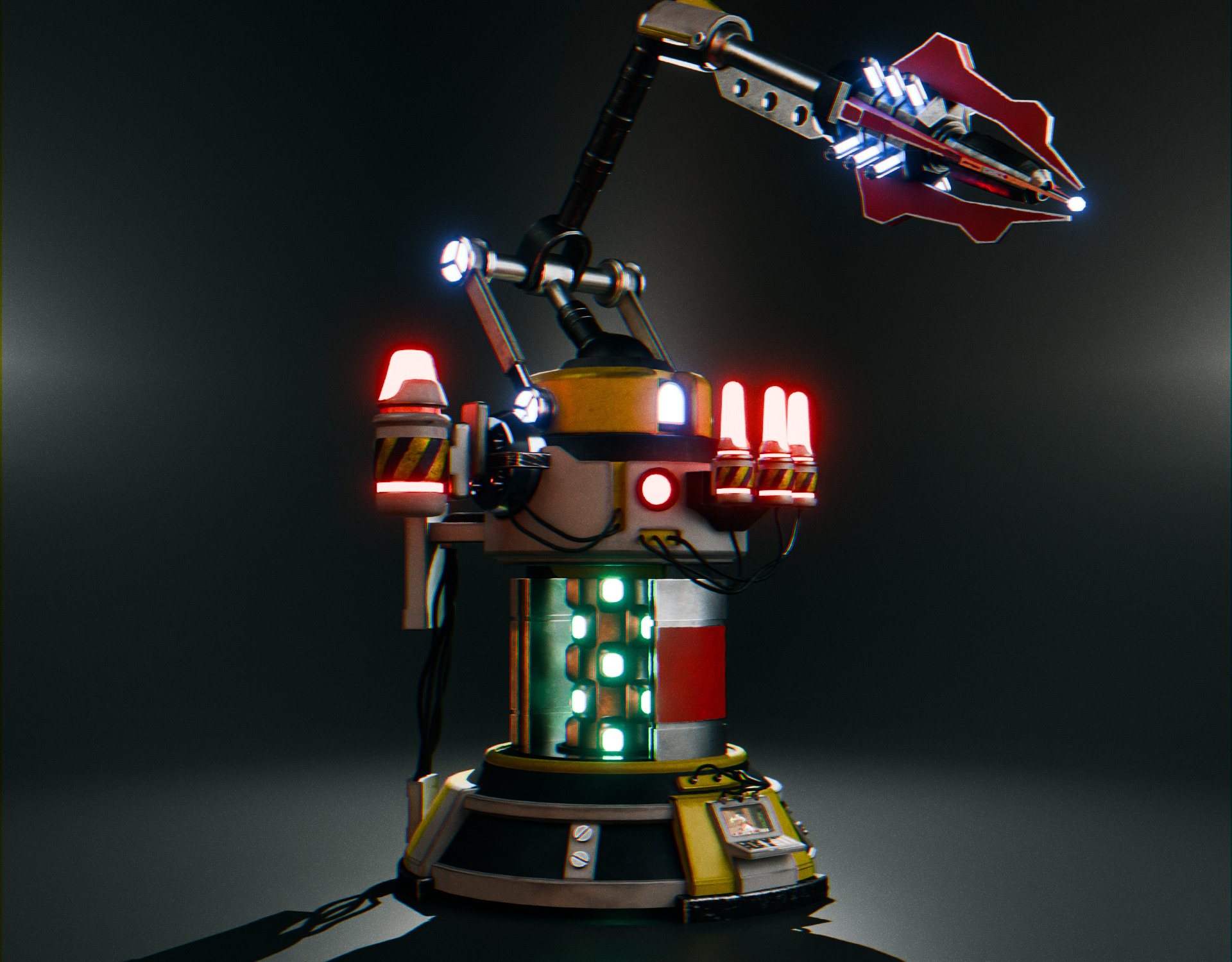 Stationary Teleport Gun - Retro-Sci-Fi Low-poly 3D model_2