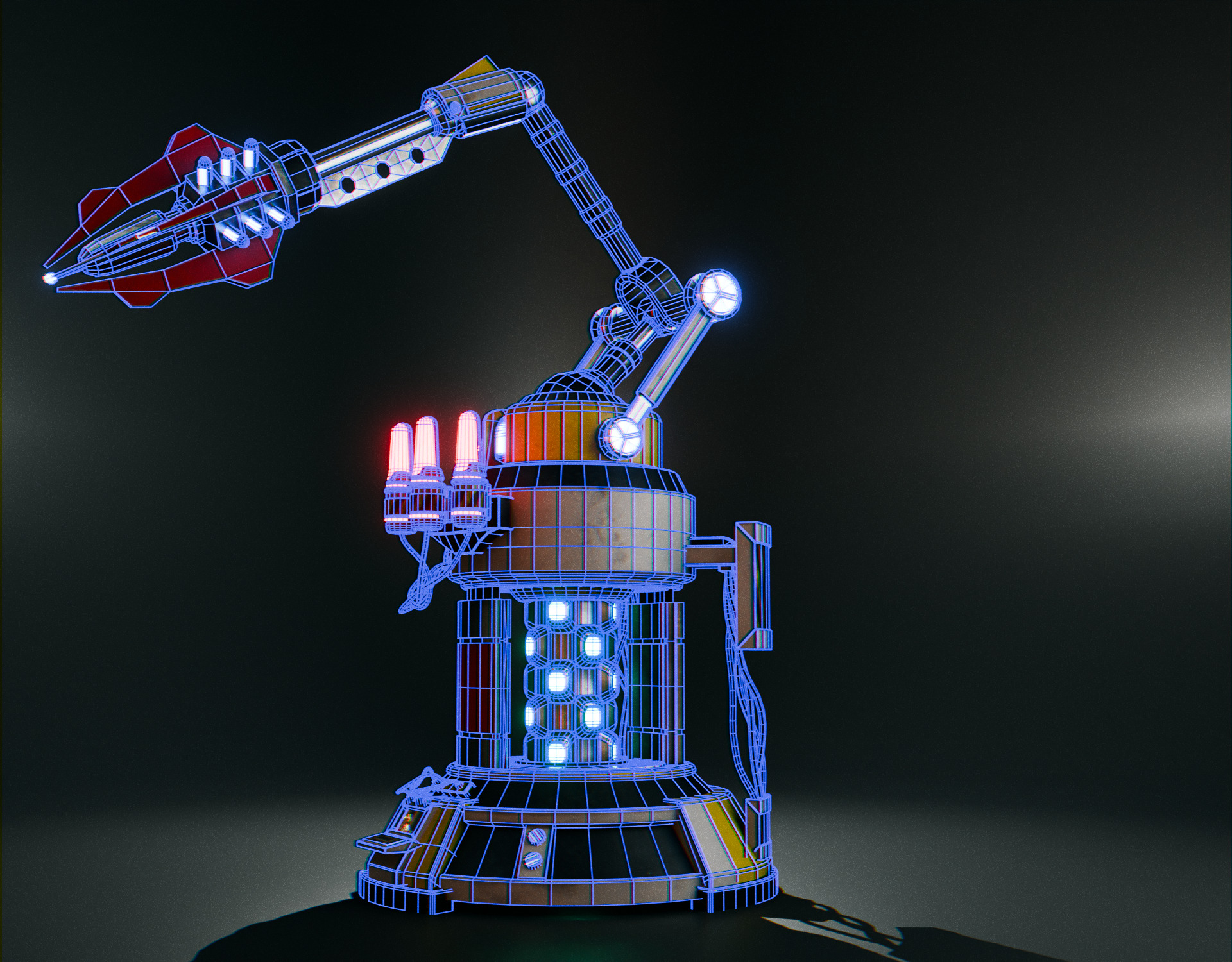 Stationary Teleport Gun - Retro-Sci-Fi Low-poly 3D model_17