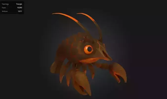 Lava Shrimp Stylized Volcanic Crustacean Low-poly 3D model
