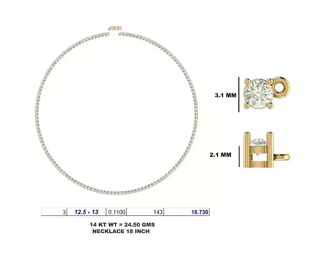 Tennis Necklace 3 mm