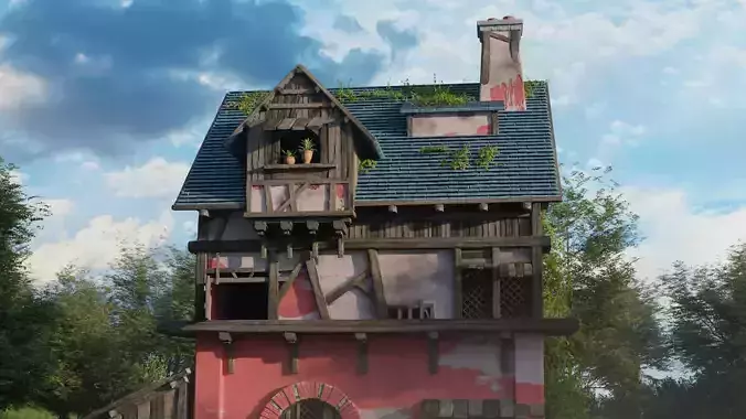 Medieval House Environment Realistic 3D Nature Scene in Blender 3D model 5