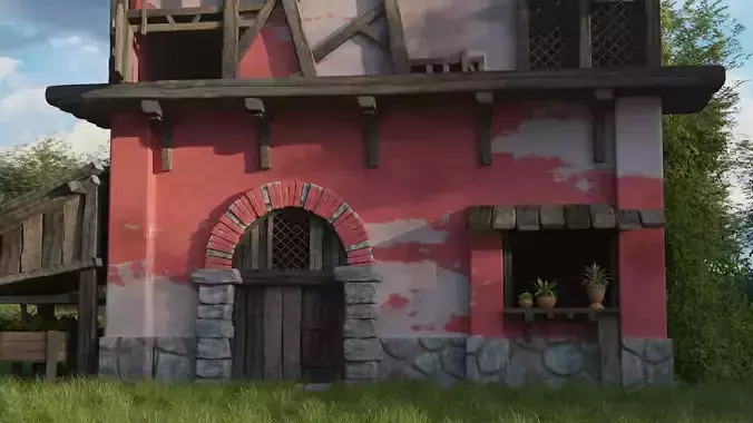 Medieval House Environment Realistic 3D Nature Scene in Blender 3D model 6