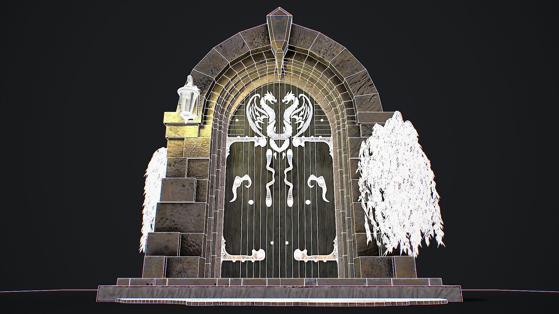 Medieval Door game ready modular 3d model Low-poly 3D model_9