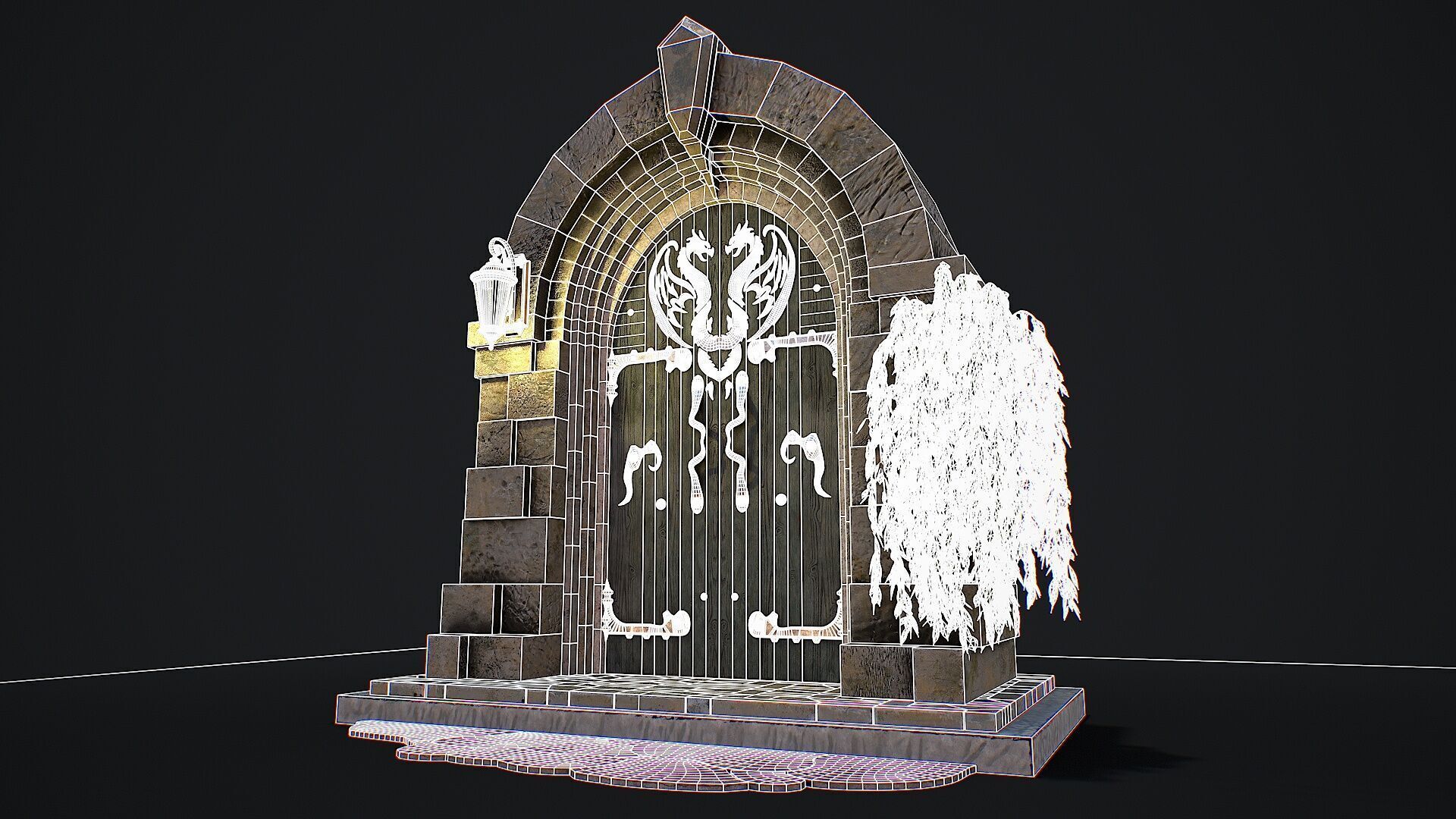 Medieval Door game ready modular 3d model Low-poly 3D model_5