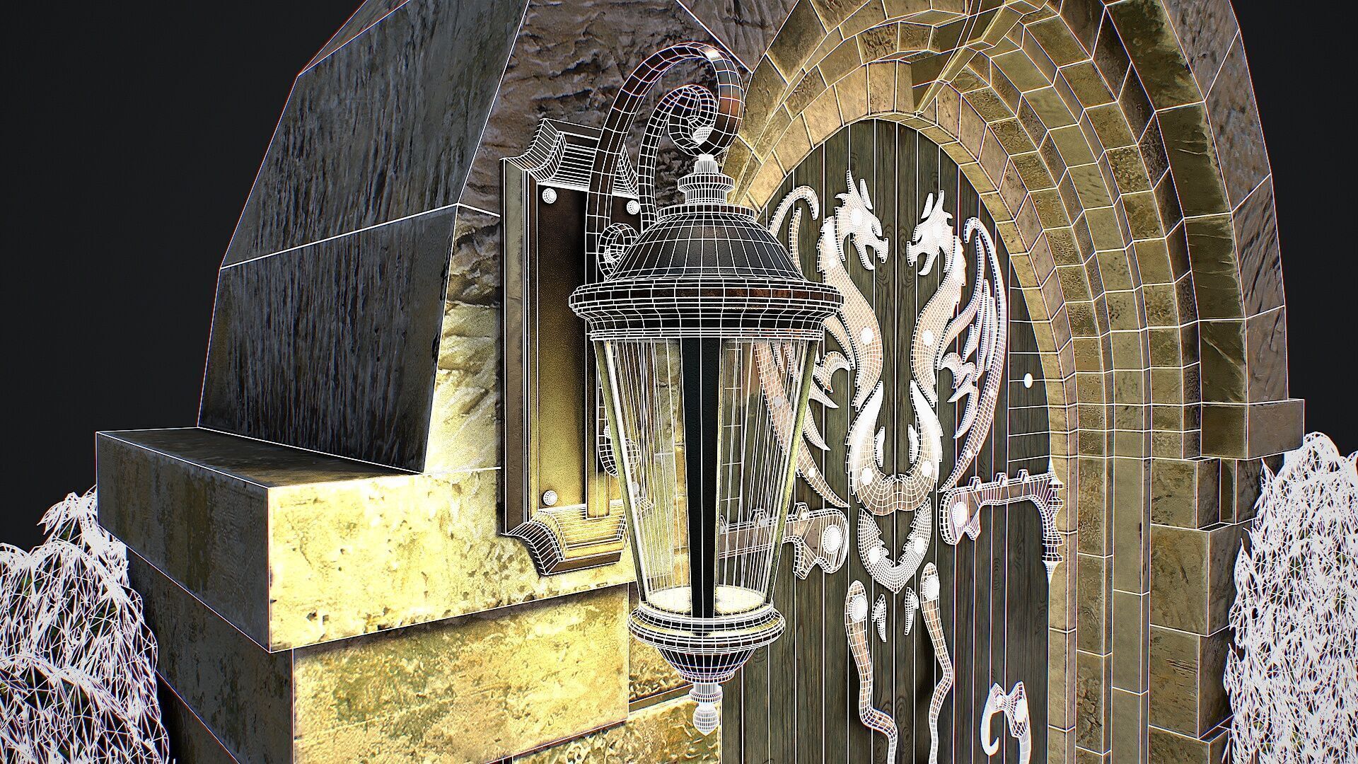 Medieval Door game ready modular 3d model Low-poly 3D model_13