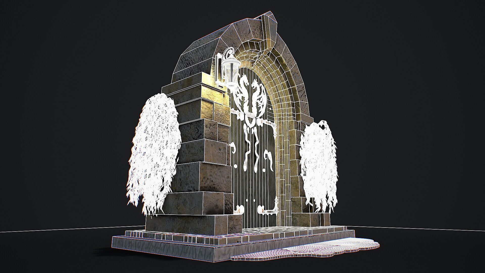 Medieval Door game ready modular 3d model Low-poly 3D model_7