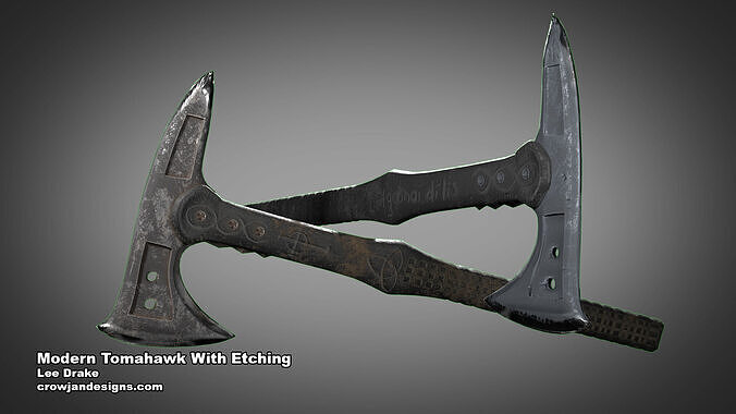 Modern Tomahawk With Callback Etching Low-poly 3D model