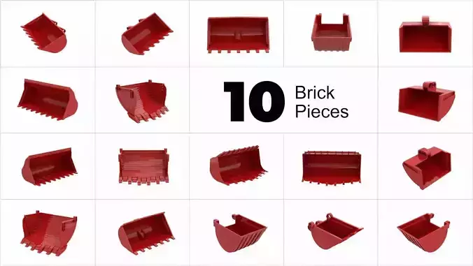 TwindBricks3D - 10 Technic Digger Bucket collection