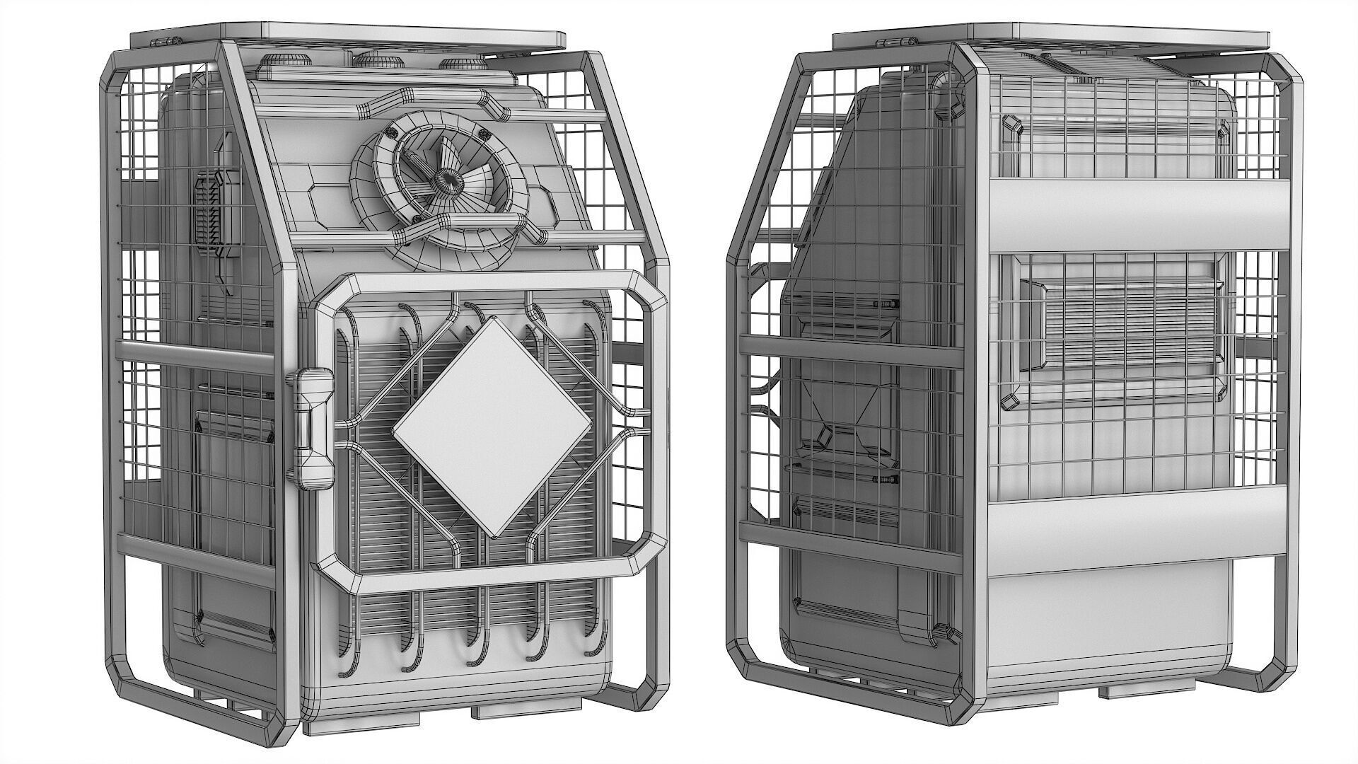 Sci Fi Device Generator Battery v2 Low-poly 3D model_16